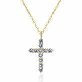 PANERMA Cross Pendant Necklace with Cubic Zirconia - 14K Gold, 18 Inches 2 In Extender