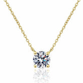 PANERMA Solitaire Stone Pendant Necklace - 7.3mm Cubic Zirconia, 14K Gold or White Gold, 18 Inches + 2in Extender