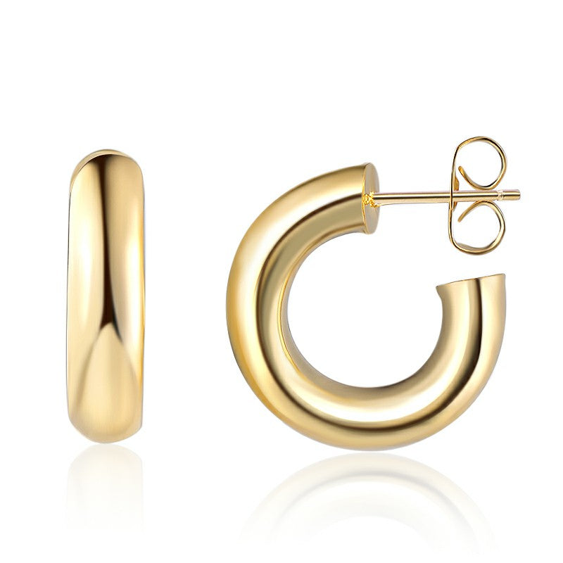 Gold Thick Chunky Hoop Earrings Stainless Steel