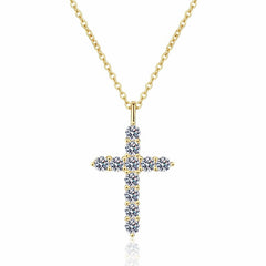 PANERMA Cross Pendant Necklace with Cubic Zirconia - 14K Gold, 18 Inches 2 In Extender