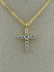 PANERMA Cross Pendant Necklace with Cubic Zirconia - 14K Gold, 18 Inches 2 In Extender