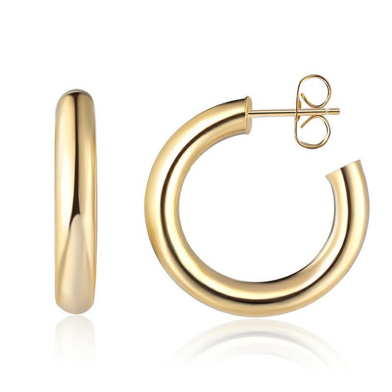 PANERMA Bold Chunky Gold Hoop Earrings - Thick 14K Gold Hoops, Available in 20mm and 30mm, Large Hoop Earrings